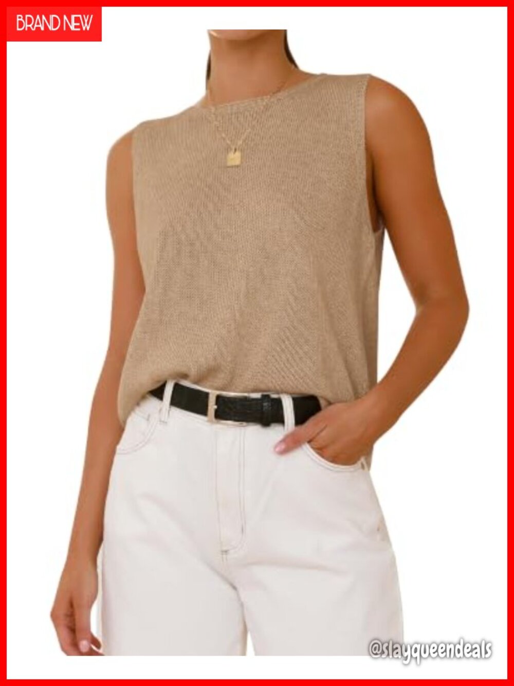 Sleeveless Sweater Vest Tank Top for Women Casual Knit Crewneck